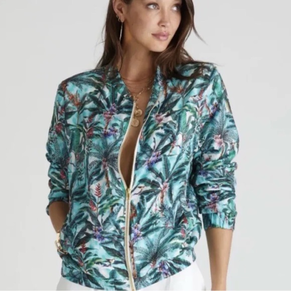 Aqua Blu- Muse Print Bomber Jacket - Picture 1 of 4